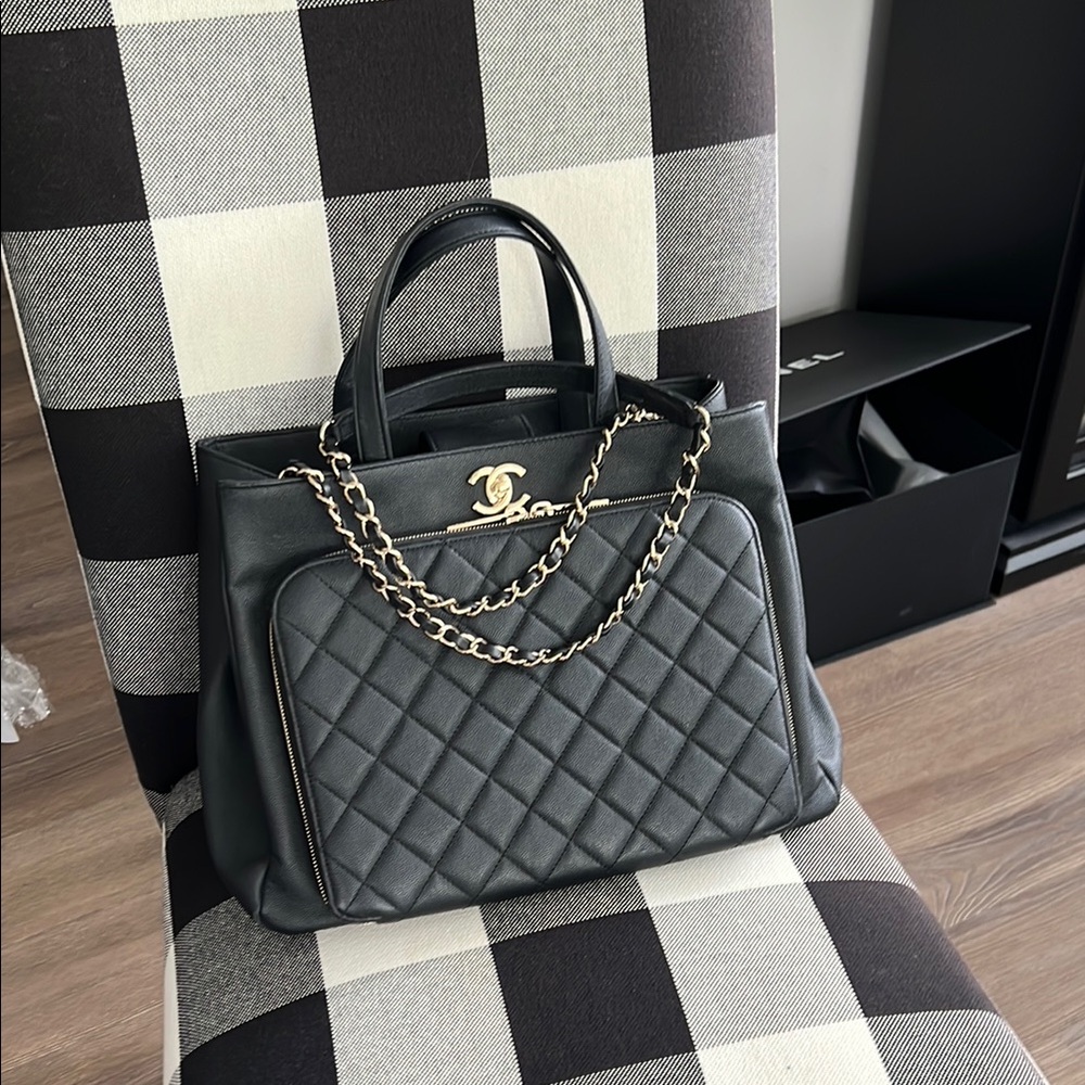 Chanel Black Quilted Tote with Gold Hardware